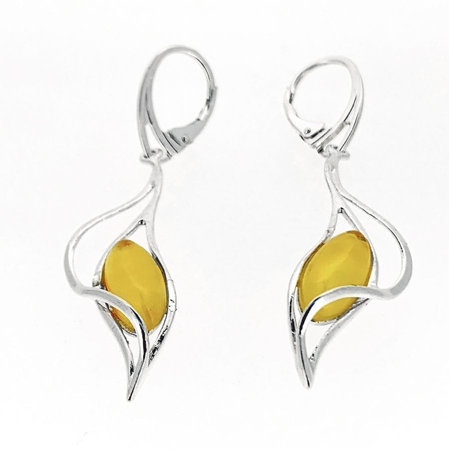 Marquise Shape Butterscotch amber Dangling Earrings - Image 2