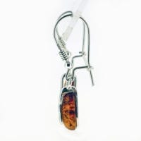 Cognac Amber Dangling Earrings Set In Sterling Silver