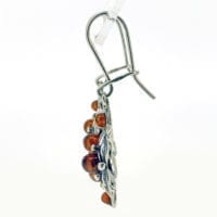 Cognac Amber Dangling Earrings Set In Sterling Silver