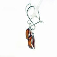 Cognac Amber Dangling Earrings Set In Sterling Silver