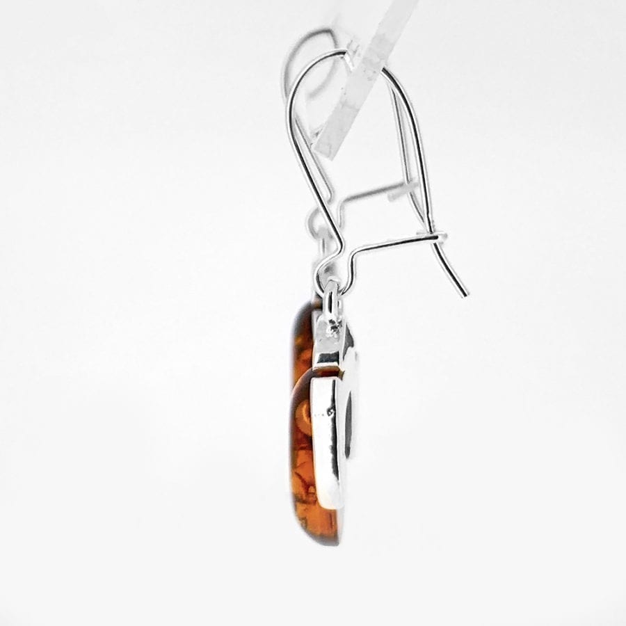 Cognac Amber Dangling Earrings Set In Sterling Silver - Image 3