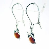 Cognac Amber Small Owl  Dangling Earrings