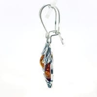 Cognac Amber Dangling Earrings Set In Sterling Silver
