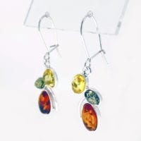 Multi-color Amber French Hook Dangling Earrings