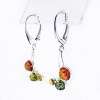 Multi-color Amber Set In Sterling Silver Dangling Earrings