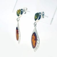 Cognac and Green Amber Statement Dangling Earrings