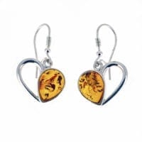 Cognac Amber Elegant Sweet Heart Dangling Earrings