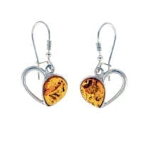 Cognac Amber Elegant Sweet Heart Dangling Earrings
