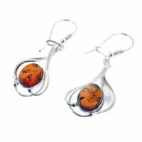 Cognac Amber Elegant Water Lily Dangling Earrings