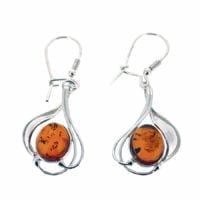 Cognac Amber Elegant Water Lily Dangling Earrings