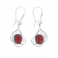 Cherry Amber Elegant Water Lily Dangling Earrings