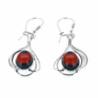 Cherry Amber Elegant Water Lily Dangling Earrings