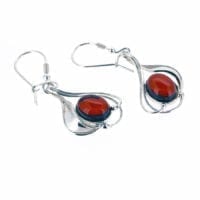 Cherry Amber Elegant Water Lily Dangling Earrings