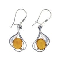 Butterscotch Amber Elegant Water Lily Dangling Earrings