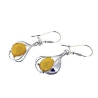 Butterscotch Amber Elegant Water Lily Dangling Earrings