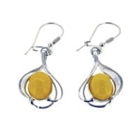 Butterscotch Amber Elegant Water Lily Dangling Earrings