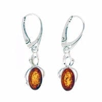 Fancy Flat-Cut Oval Shape Cognac Amber Dangling Earrings