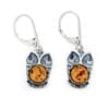Cognac Amber Owl Design Dangling Earrings - Image 2
