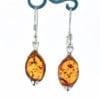 Simple Oval Cognac Amber Dangling Earrings