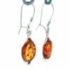 Simple Oval Cognac Amber Dangling Earrings - Image 2