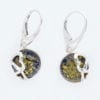 Green Amber Double Hearts Design Dangling Earrings