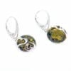 Green Amber Double Hearts Design Dangling Earrings - Image 2