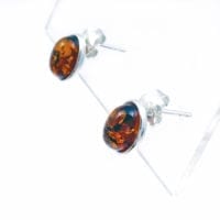8 x 6 mm Oval Cognac Amber Stud Earrings