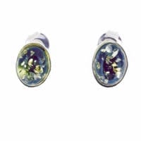 8 x 6 mm Oval Green Amber Stud Earrings