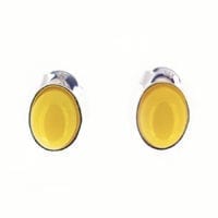 8 x 6 mm Oval Butterscotch Amber Stud Earrings