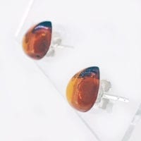 10 x 8 mm Tear-drop Shape Cognac Amber Stud Earrings