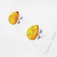 10 x 8 mm Tear-drop Shape Cognac Amber Stud Earrings
