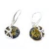 Green Amber Double Hearts Design Dangling Earrings - Image 3