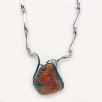 Large Cognac Amber Statement Necklace Set In Antique Sterling Silver