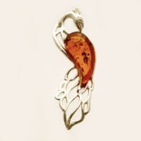 Cognac Amber Set In Sterling Silver Elegant Peacock Pendant