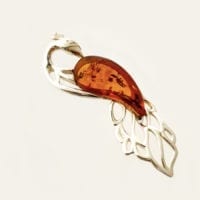 Cognac Amber Set In Sterling Silver Elegant Peacock Pendant
