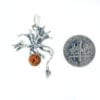 Cognac Amber Set In Oxidized Sterling Silver Dragon Pendant - Image 3