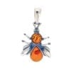 Cognac Amber Set In Sterling Silver Honeybee Pendant