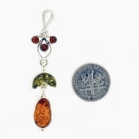 6-Stone Multi-Color Amber Set In Sterling Silver Pendant