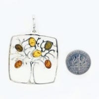6-Stone Multi-Color Amber Tree-of-Life Pendant