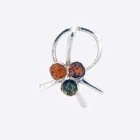 3-Stone Multi-Color Amber Set In Sterling Silver Pendant