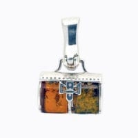 2-Stone 2-Color Amber Set In Sterling Silver Pendant