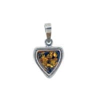 Shield Shape Green Amber Set In Sterling Silver Pendant