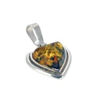 Shield Shape Green Amber Set In Sterling Silver Pendant