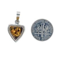 Shield Shape Green Amber Set In Sterling Silver Pendant