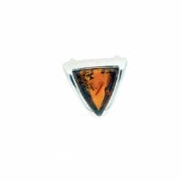 Triangular Cognac Amber Set In Sterling Silver Pendant
