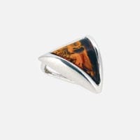 Triangular Cognac Amber Set In Sterling Silver Pendant