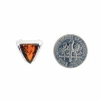 Triangular Cognac Amber Set In Sterling Silver Pendant