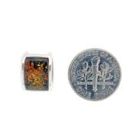 Rectangular Green Amber Set In Sterling Silver Pendant