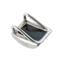 Rectangular Green Amber Set In Sterling Silver Pendant