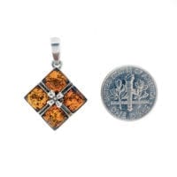 4-Stone Cognac Amber Set In Sterling Silver Pendant